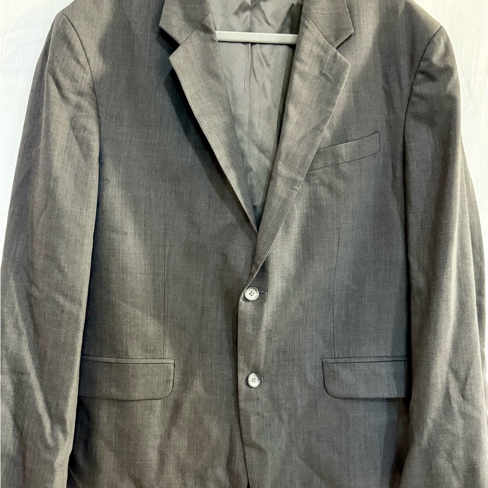 J. Ferrar 100% Wool Gray Sport Coat Blazer Jacket Size 42R Workwear White Collar